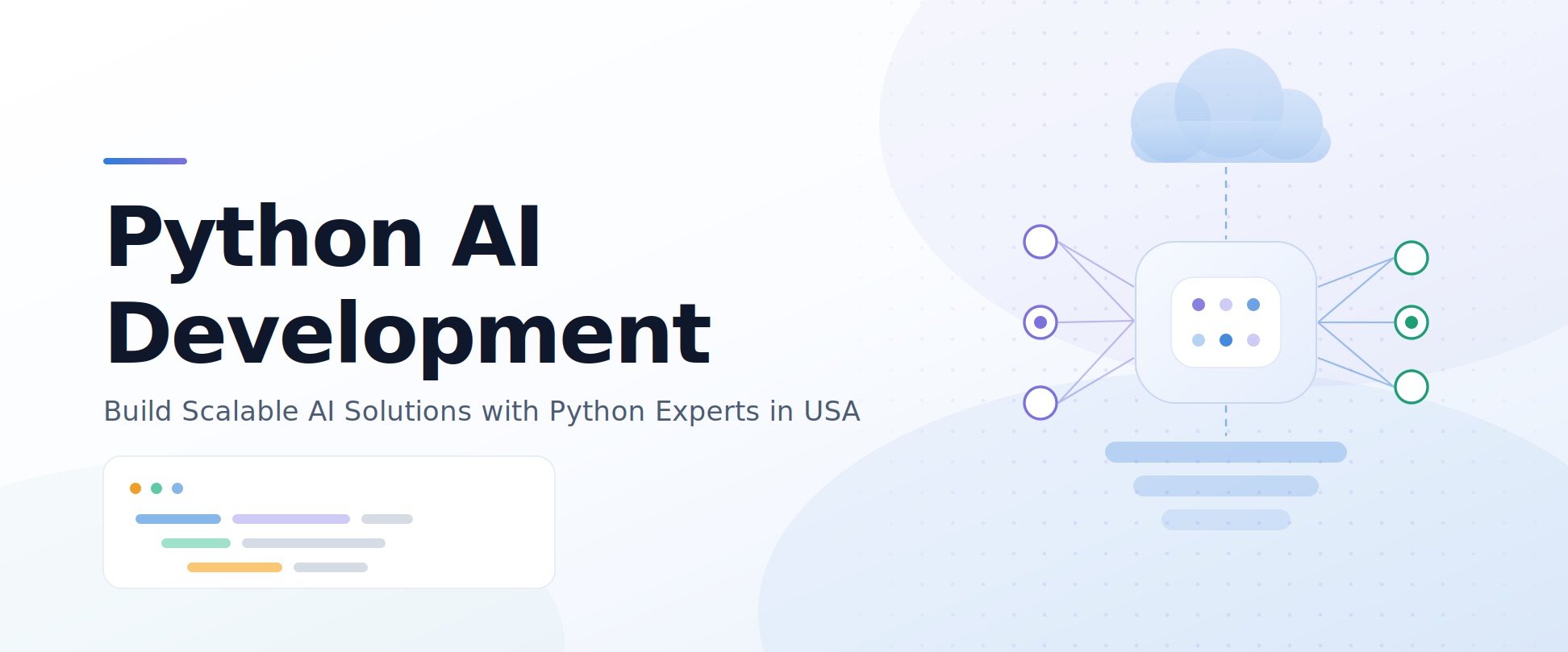 Python AI development banner — build scalable AI, machine learning, automation and NLP solutions with Python experts in the USA