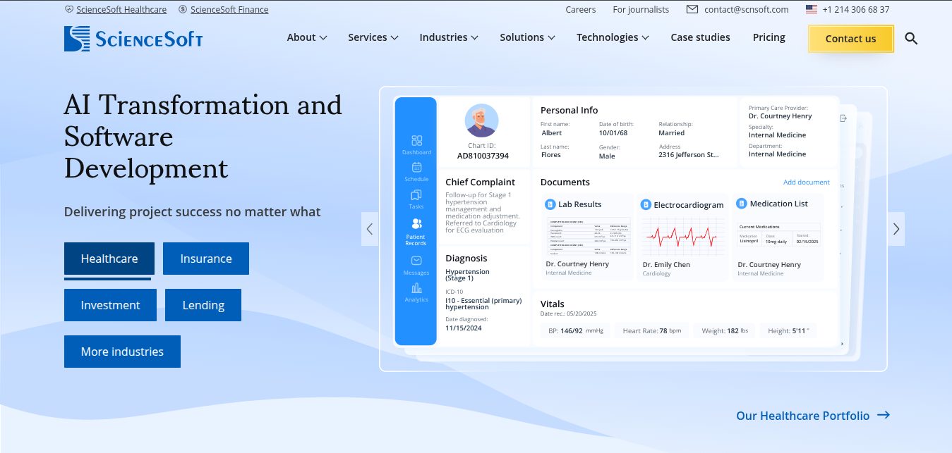 ScienceSoft website — IT consulting and software development company with a history dating back to 1989